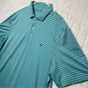 Vineyard Vines Performance Golf Polo Striped Teal Blue Stretch Men’s Size XL